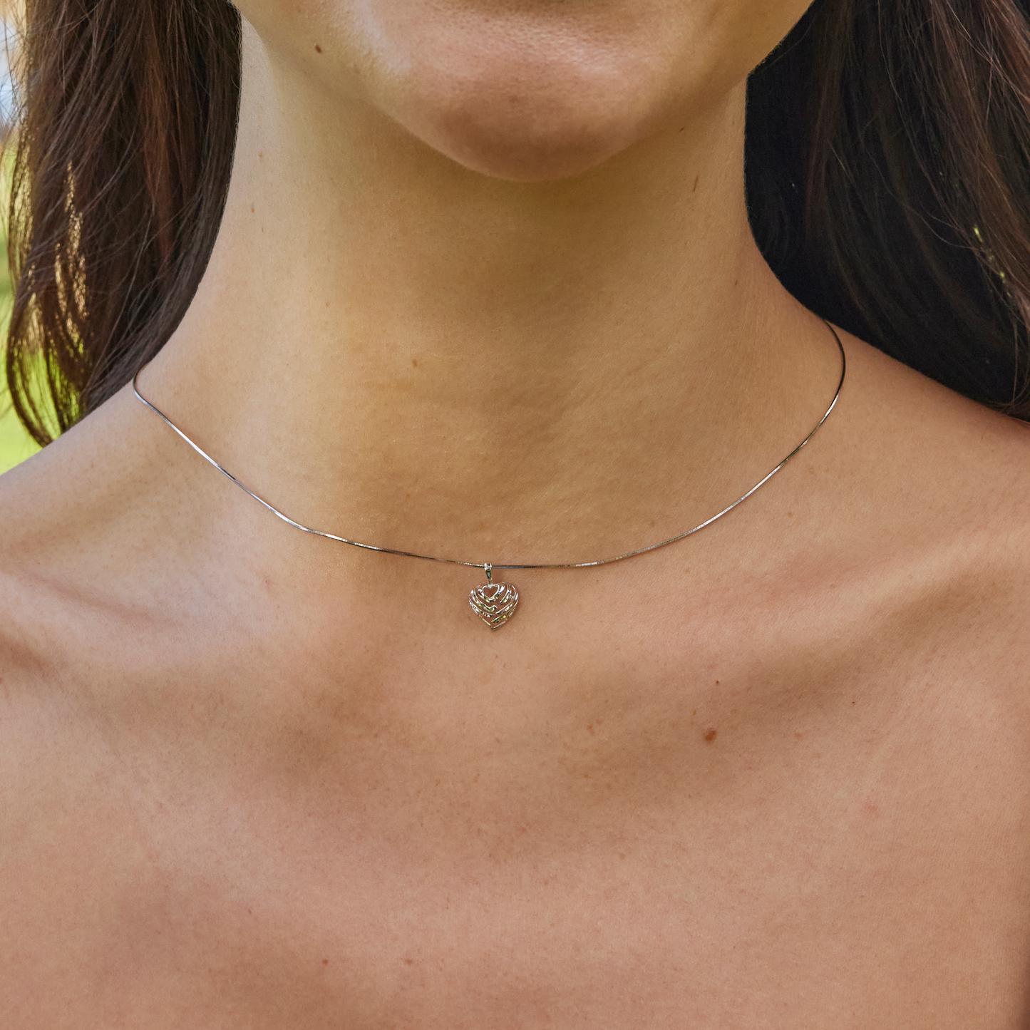 Aloha Heart Pendant in White Gold - 9mm