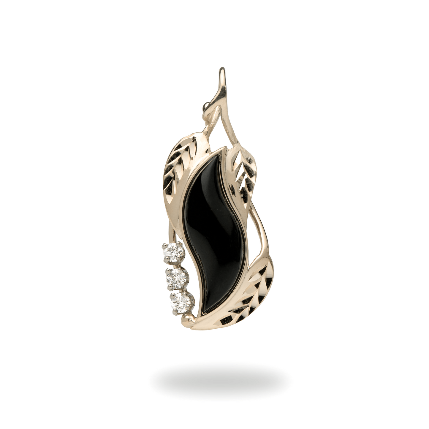 Paradise Black Coral Pendant in Gold with Diamonds - 31mm
