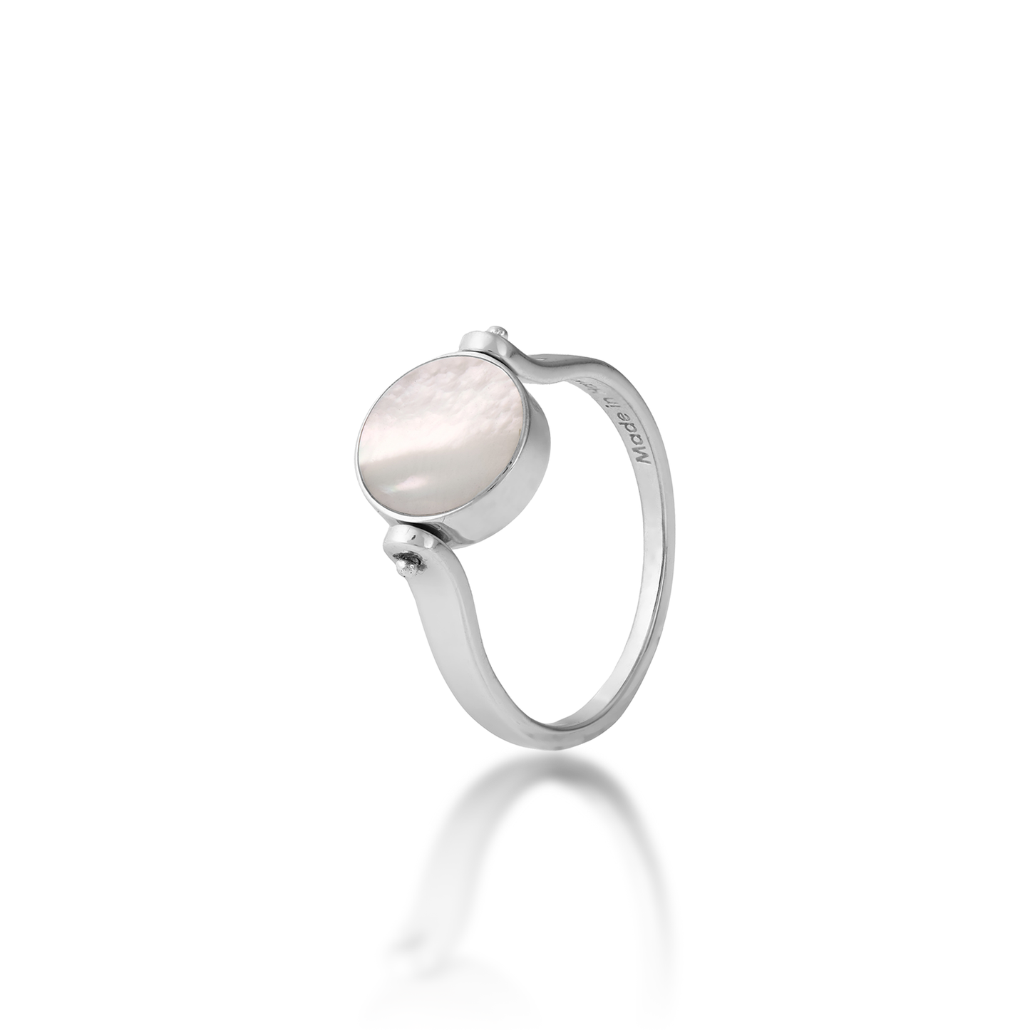 Eclipse Flipside Black Coral & Mother of Pearl Ring in White Gold - 9mm