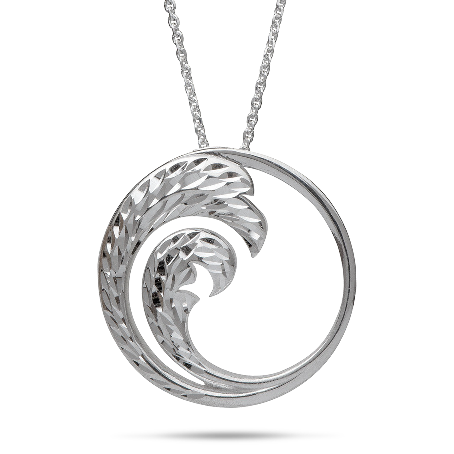 24" Adjustable Nalu Pendant Necklace in Sterling Silver - 30mm