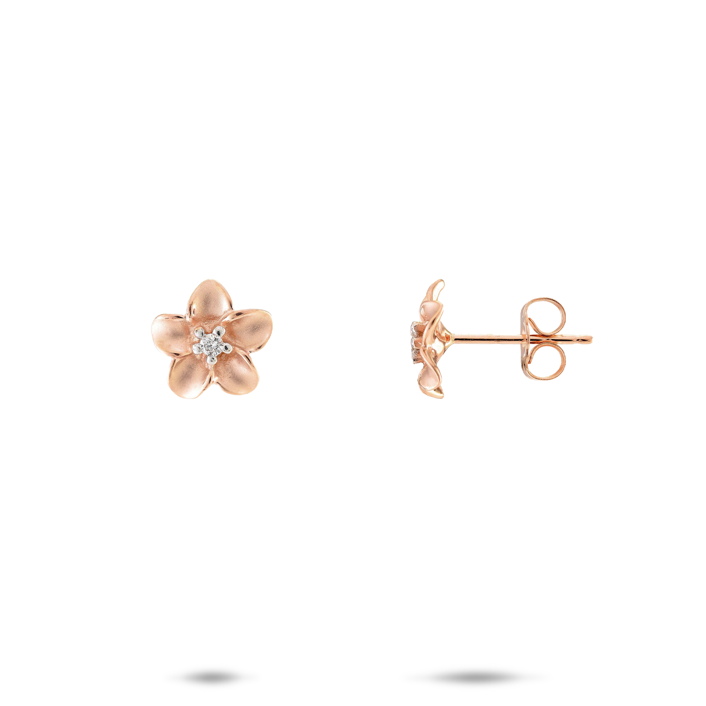 Plumeria Earrings in Rose Gold with Diamonds - 9mm