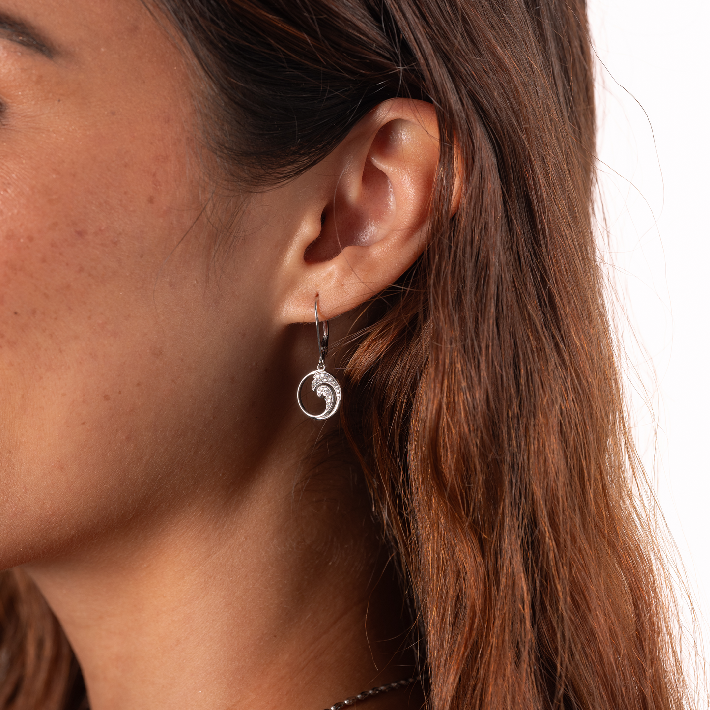 Nalu Earrings in White Gold with Diamonds - 12mm