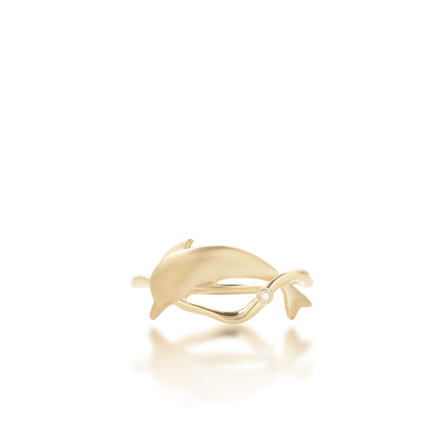 Bubble Dolphin Ring in Gold with Diamond - 10mm