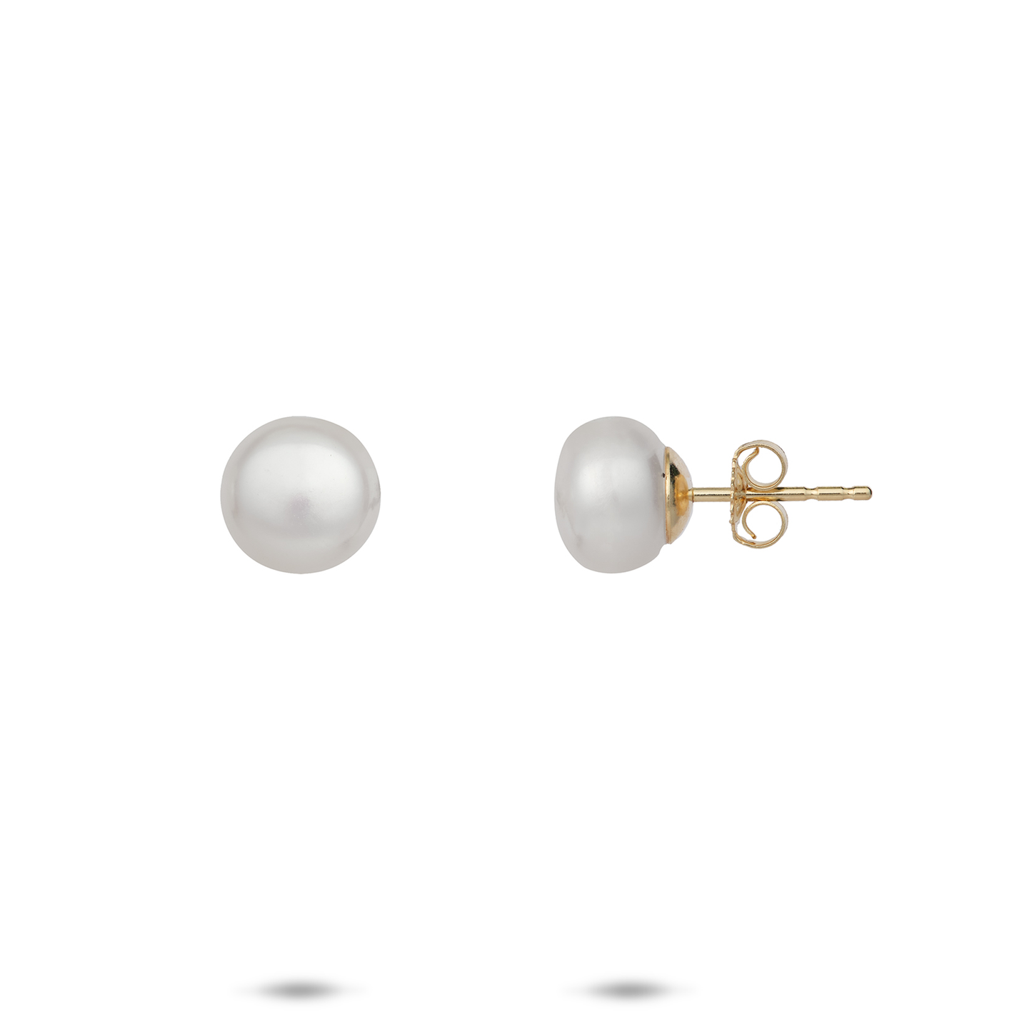 Button Freshwater Pearl Earrings in Gold - 8-9mm