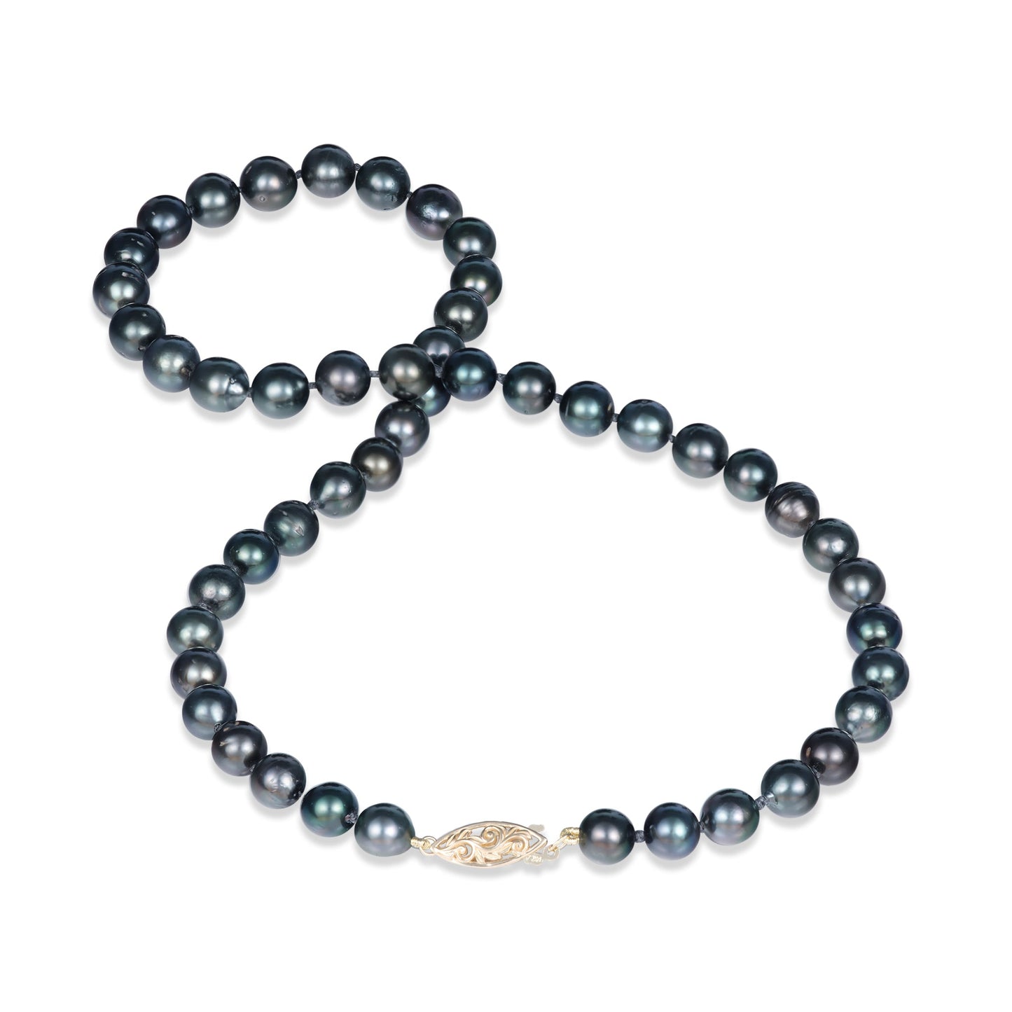 18-20" Tahitian Black Pearl Strand with Gold Clasp - 8-10mm