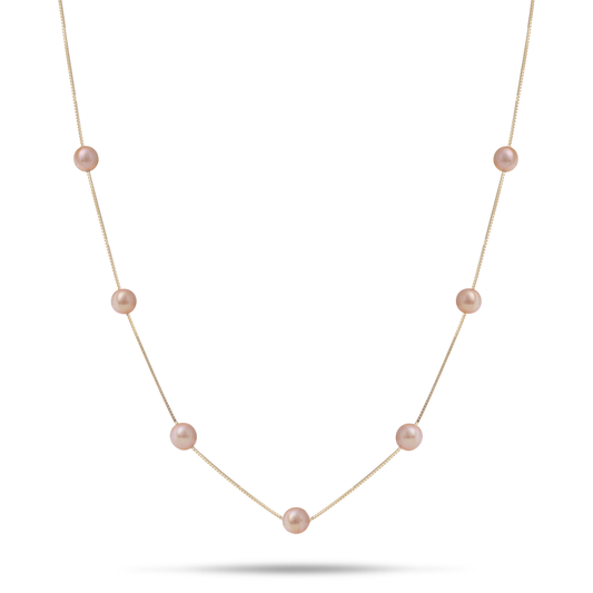 18" Freshwater Pearl Necklace in Gold - 5-6mm