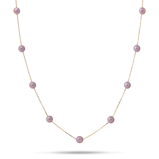 18" Freshwater Pearl Necklace in Gold - 5-6mm