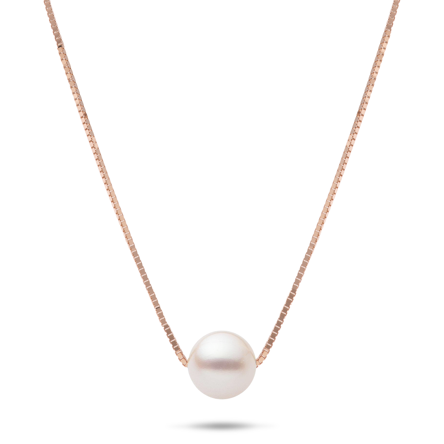 16-18" Adjustable Akoya Pearl Necklace in Rose Gold - 8mm