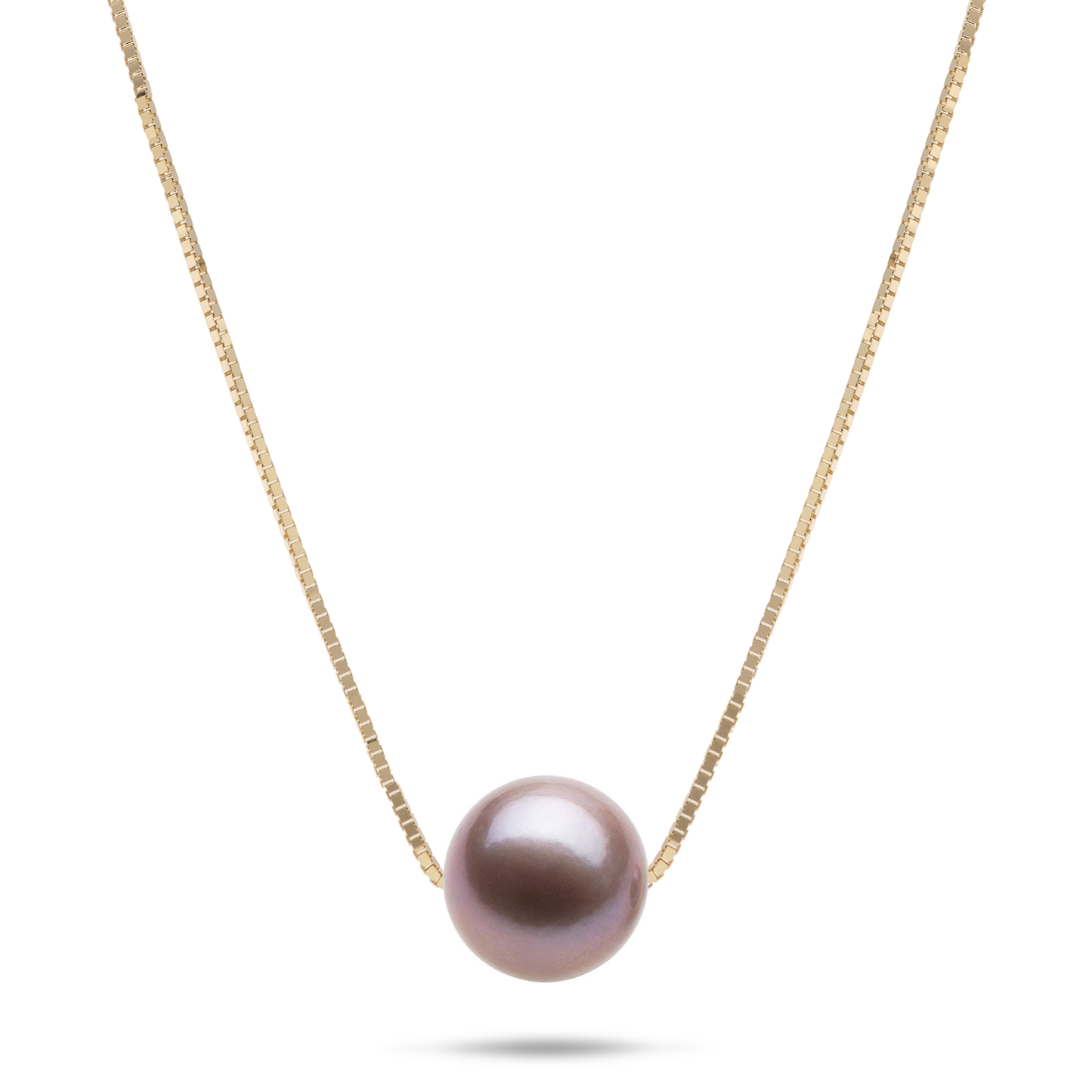 16-18" Adjustable Freshwater Lilac Pearl Necklace in Gold - 9-10mm
