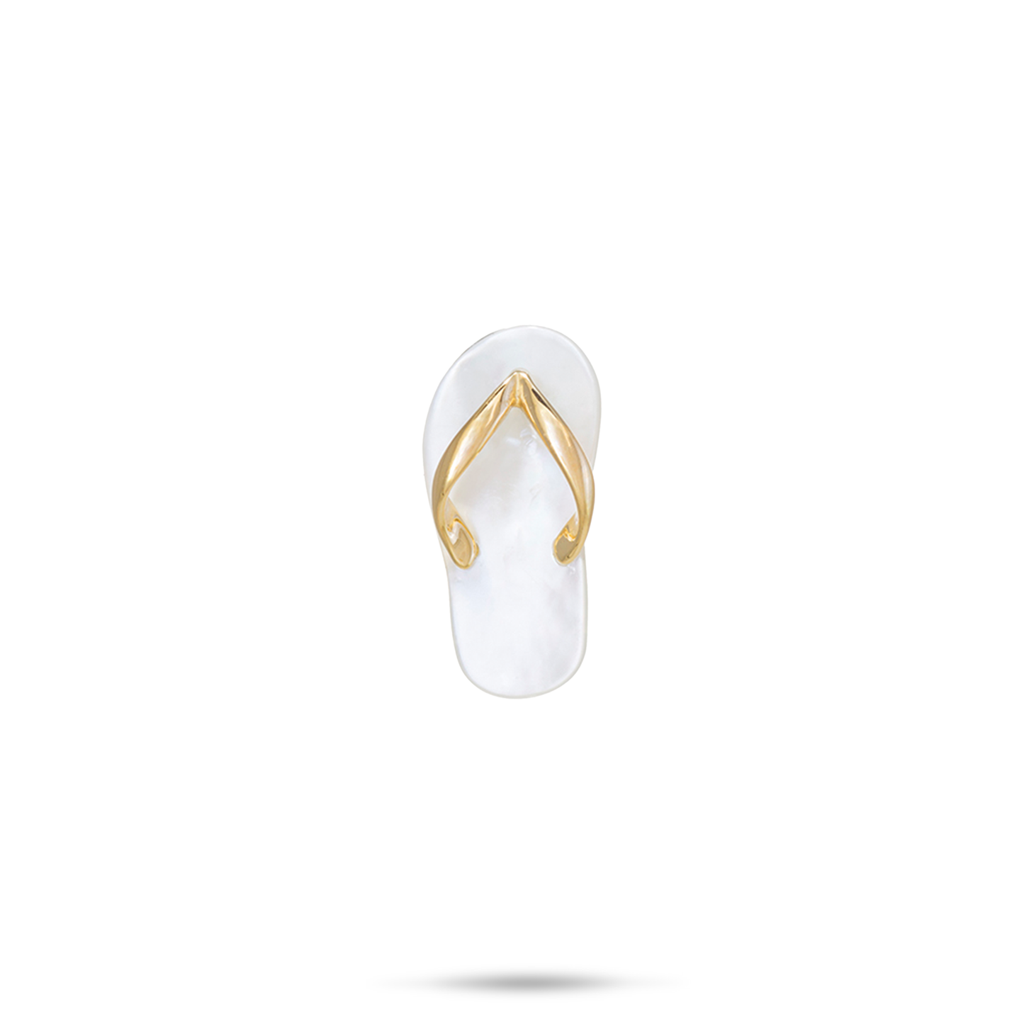 White Mother of Pearl Slipper Pendant in Gold - 19mm