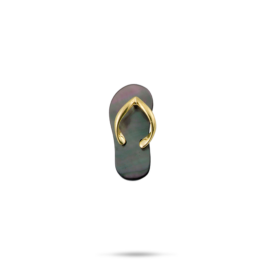 Black Mother of Pearl Slipper Pendant in Gold - 19mm