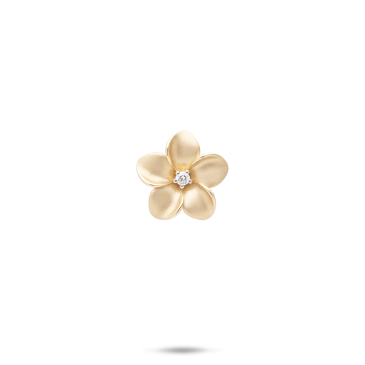 Plumeria Pendant in Gold with Diamond - 13mm