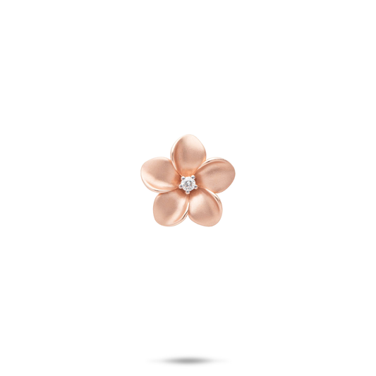 Plumeria Pendant in Rose Gold with Diamond - 13mm