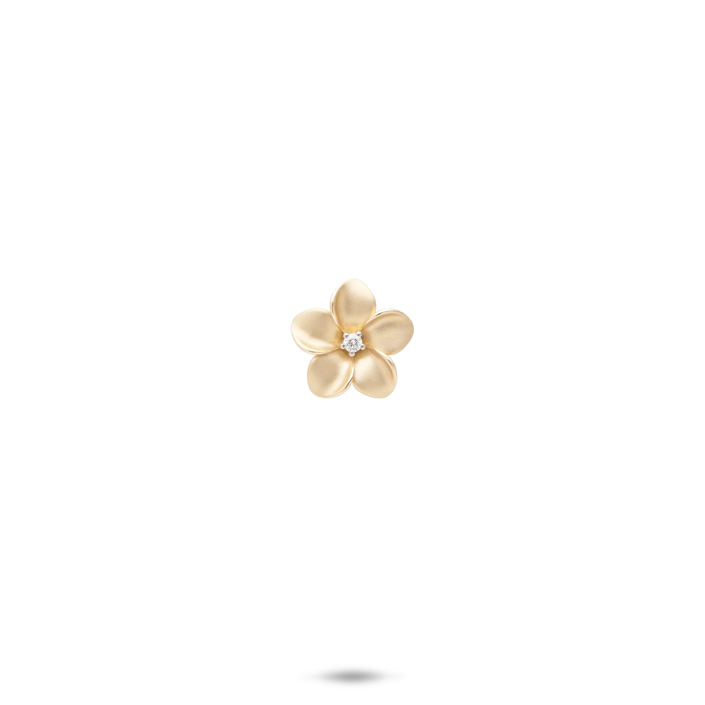Plumeria Pendant in Gold with Diamond - 9mm