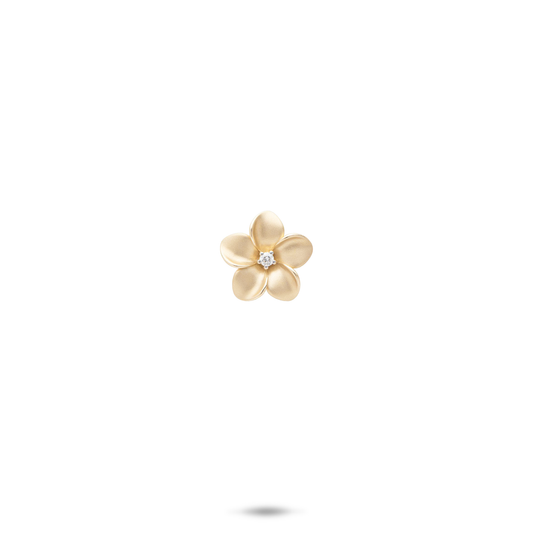 Plumeria Pendant in Gold with Diamond - 9mm