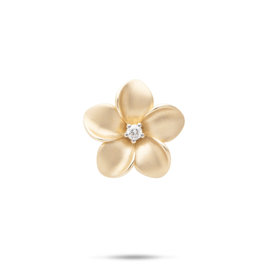 Plumeria Pendant in Gold with Diamond - 20mm