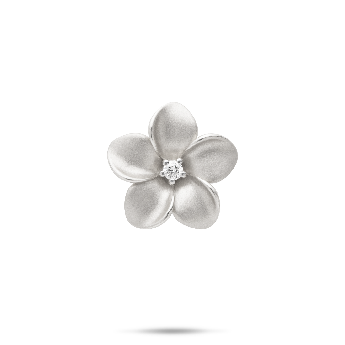 Plumeria Pendant in White Gold with Diamond - 20mm