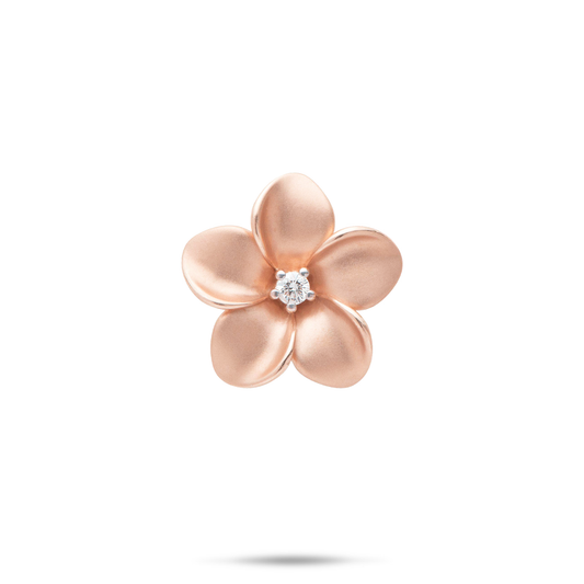 Plumeria Pendant in Rose Gold with Diamond - 20mm