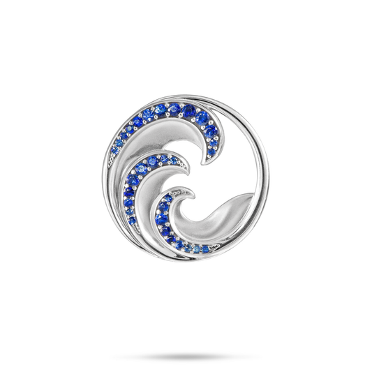 Nalu Pendant in White Gold with Blue Sapphires - 24mm