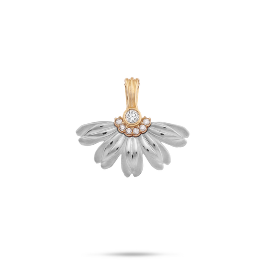 Beach Naupaka Pendant in Two Tone Gold with Diamonds - 20mm