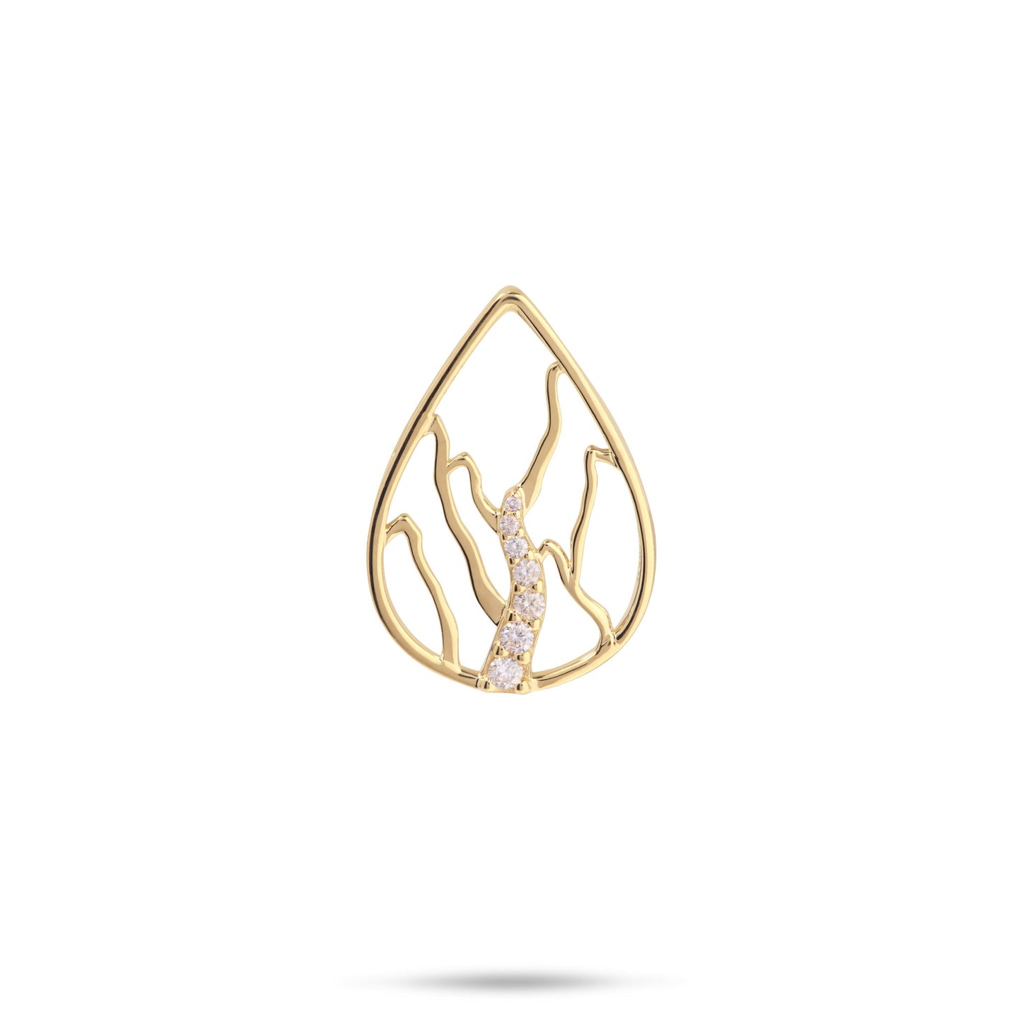 Koʻolau Waterfall Pendant in Gold with Diamonds - 21mm