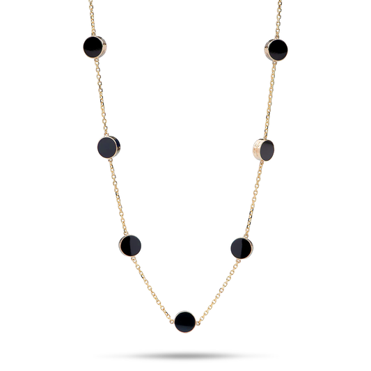 18-20" Adjustable Eclipse Black Coral Necklace in Gold