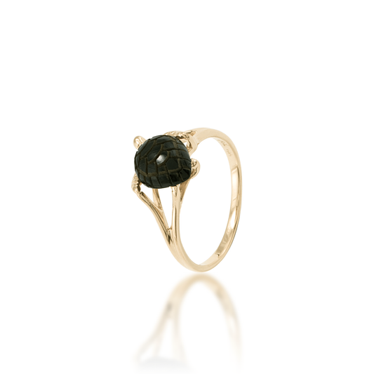 Honu Black Coral Ring in Gold - 11mm