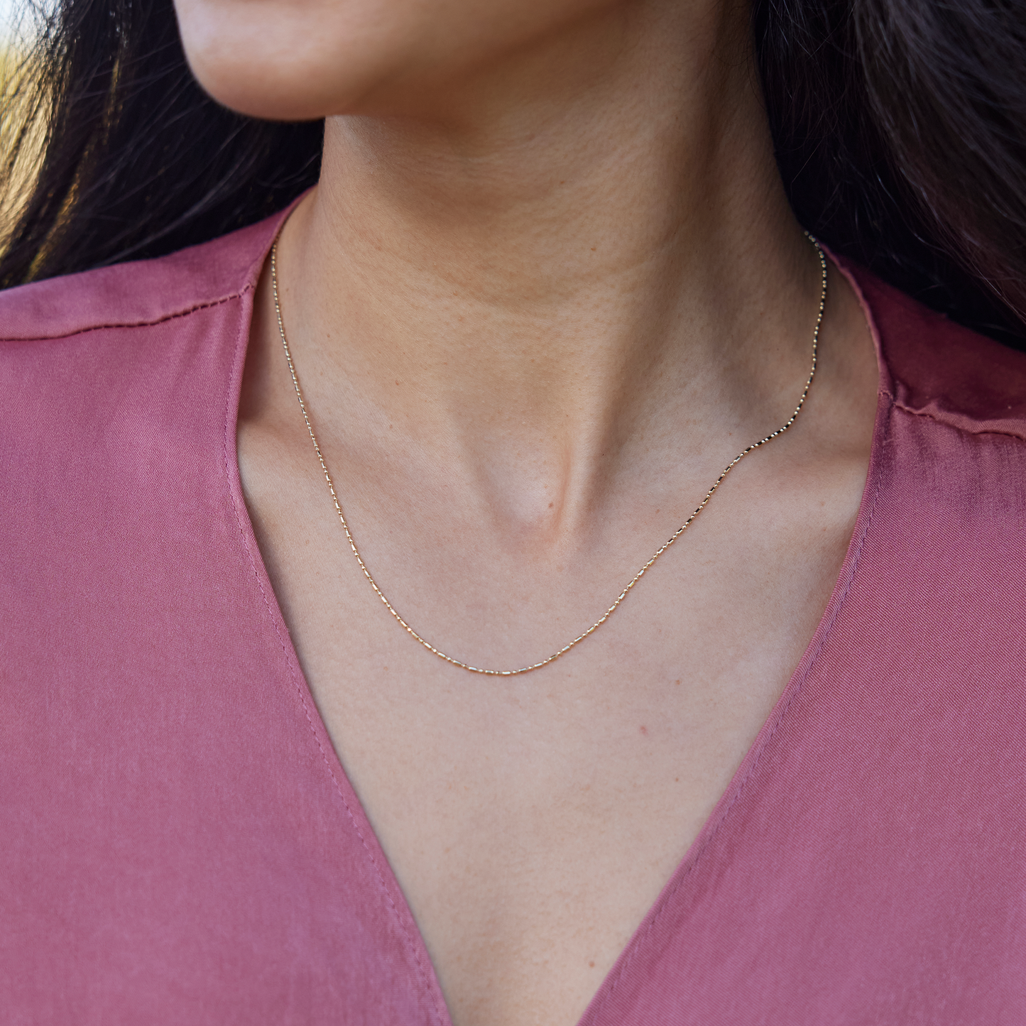 18" 1.0mm Bar Ball Chain in Gold