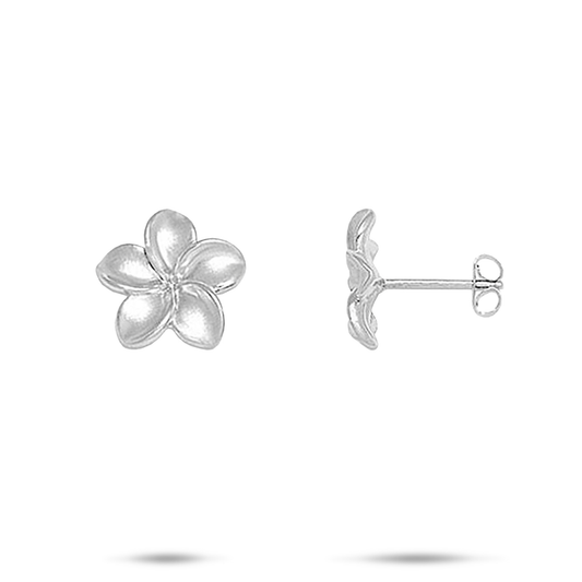 Plumeria Earrings in Sterling Silver - 13mm