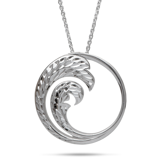 24" Adjustable Nalu Pendant Necklace in Sterling Silver - 30mm