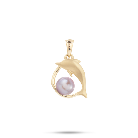 Pick A Pearl Bubble Dolphin Pendant in Gold - 16mm