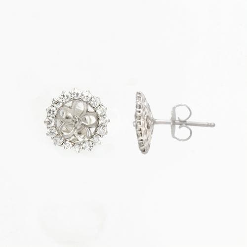 Pick A Pearl Halo Earrings in Sterling Silver - 15mm