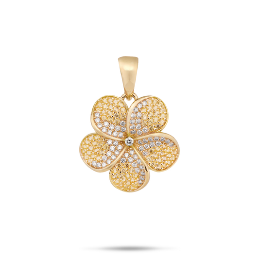 Plumeria Yellow Sapphire Pendant in Gold with Diamonds - 20mm