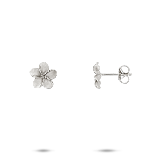 Plumeria Earrings in White Gold - 9mm