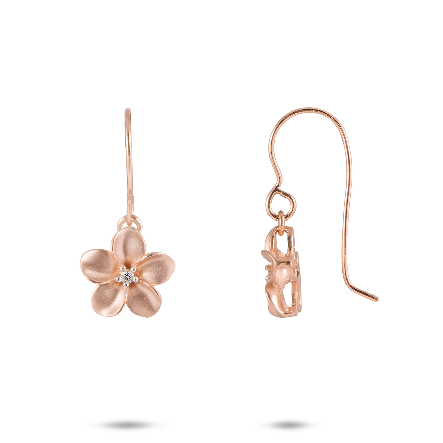 Plumeria Earrings in Rose Gold with Diamonds - 11mm