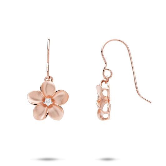 Plumeria Earrings in Rose Gold with Diamonds - 13mm