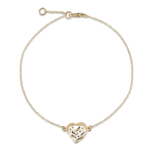 7-7.5" Adjustable Aloha Heart Bracelet in Gold - 11mm