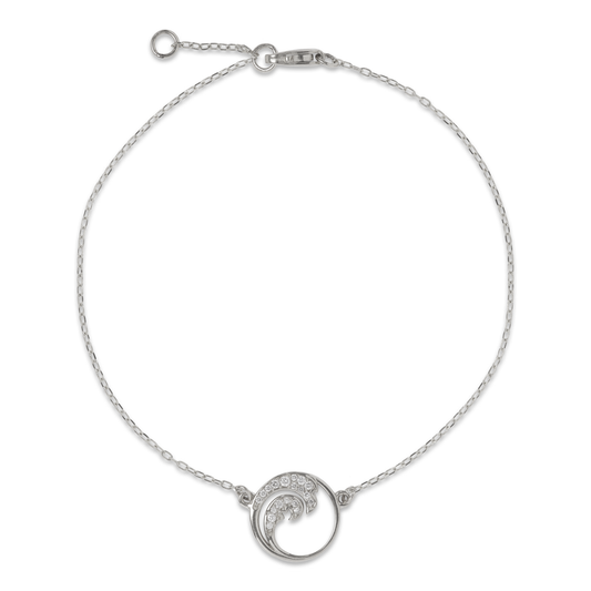 Adjustable 7-7.5" Nalu Bracelet in White Gold with Diamonds