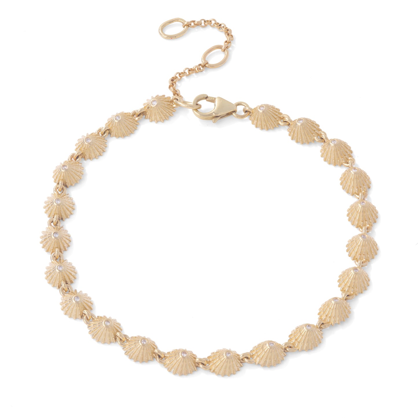 7-8.5" Adjustable ʻOpihi Bracelet in Gold with Diamonds