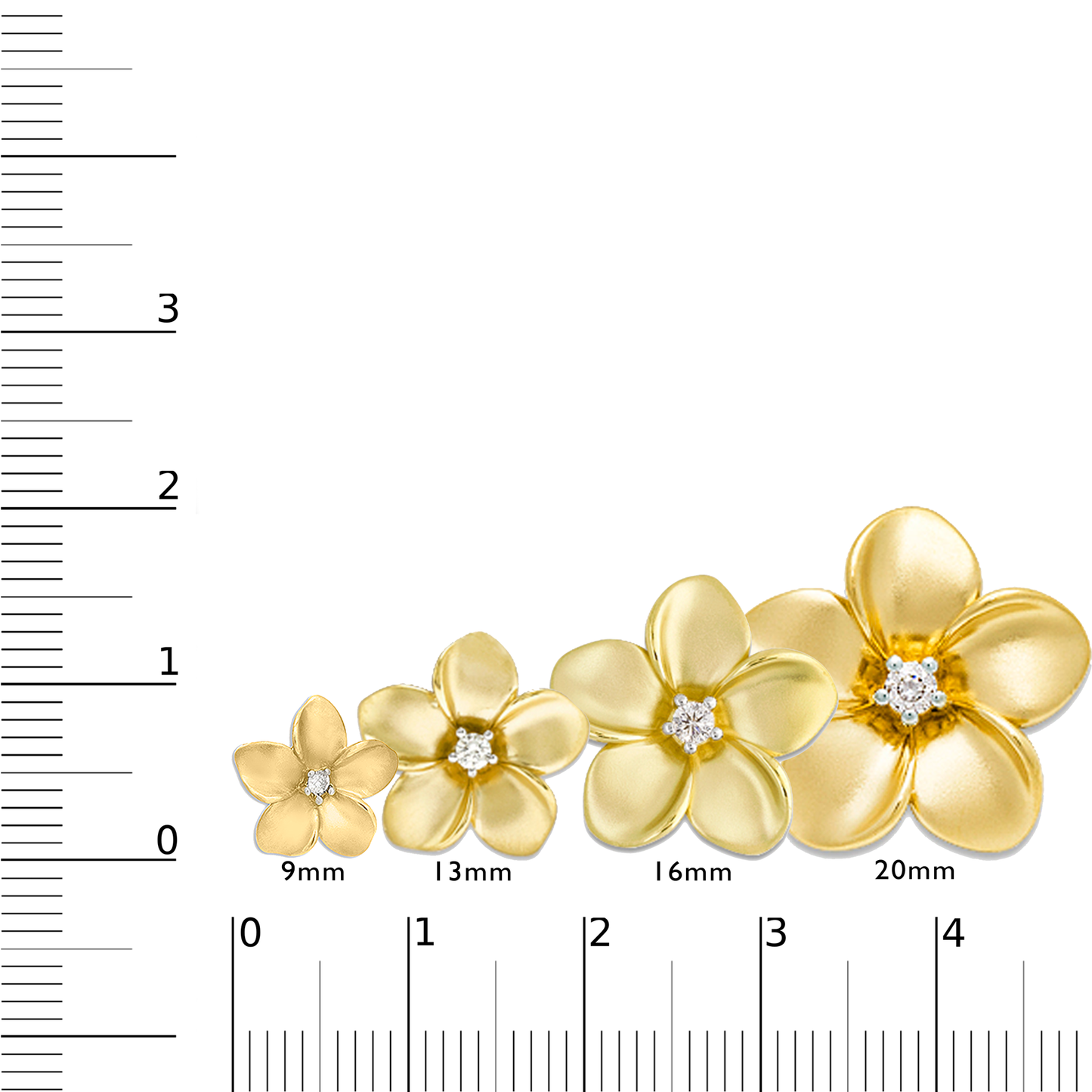 Plumeria Pendant in White Gold with Diamond - 20mm